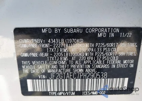 2023 Subaru Crosstrek Premium from USA, damaged, VIN JF2GTAEC7PH290538